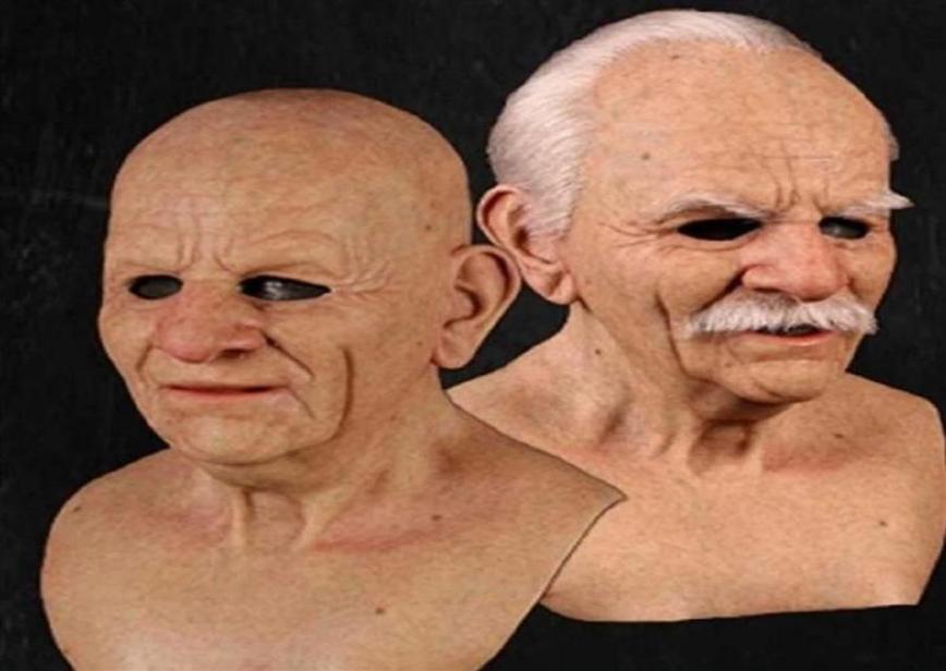 Old Man Mask Halloween Creepy Wrinkle Face Mask Halloween Costume Realistic Latex Masquerade Carnival Men Face245C