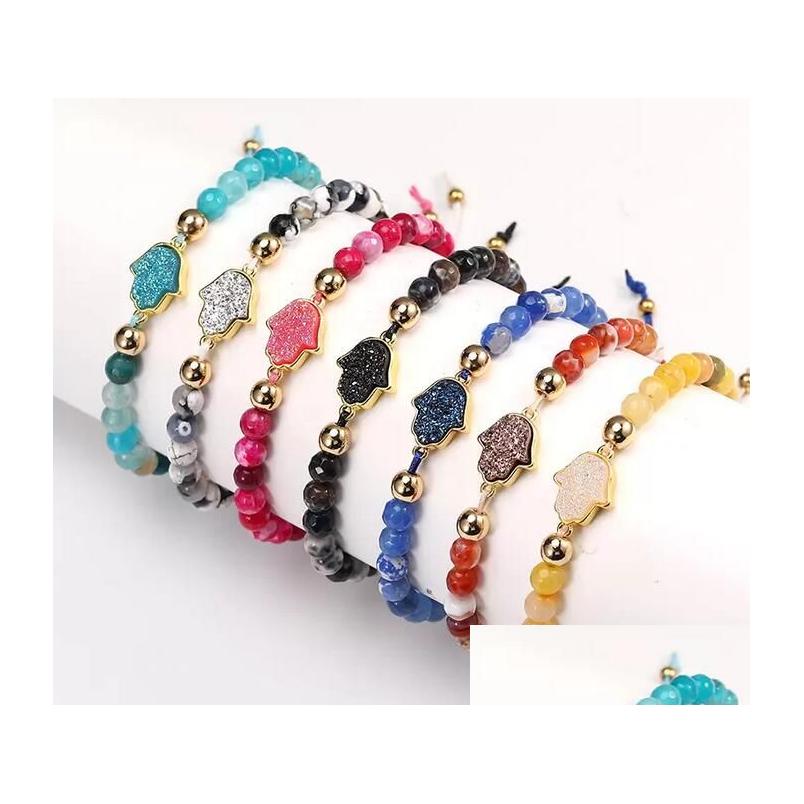 Beaded Natural Stone Agate Strands Druzy Charm Bracelet For Women Handmade Fatima Hamsa Hand Beads Braided Bracelets With Card Jewel Dh9Zr
Beaded Natural Stone Agate Strands Druzy Charm Bracelet For Women Handmade Fatima Hamsa Hand Beads Braided Bracelets With Card Jewel Dh9Zr