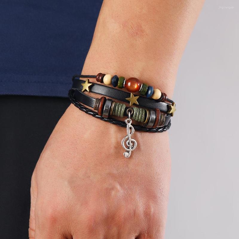 Bangle Fashion Punk Style Beaded Leather Bracelet Men's Braided Vintage Alloy Note
Bangle Fashion Punk Style Beaded Leather Bracelet Men's Braided Vintage Alloy Note