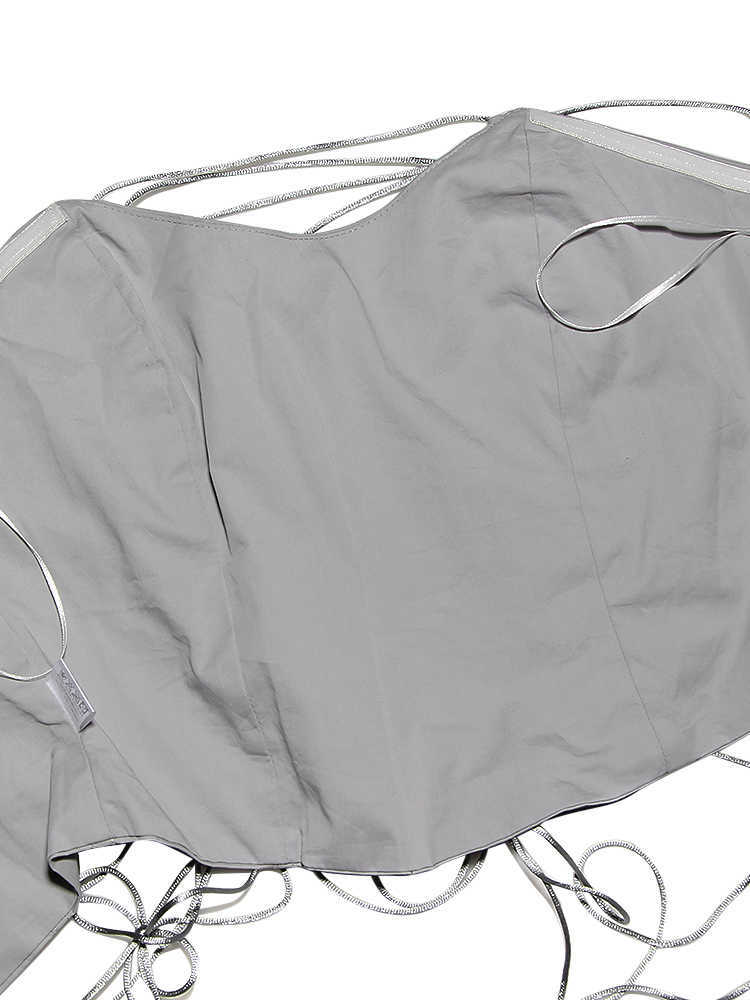 Fashion Going Out Street Wear Vest For Women Tube Tops Elegant Club Party Outfits Lace Up y2k Grey Cropped Tops