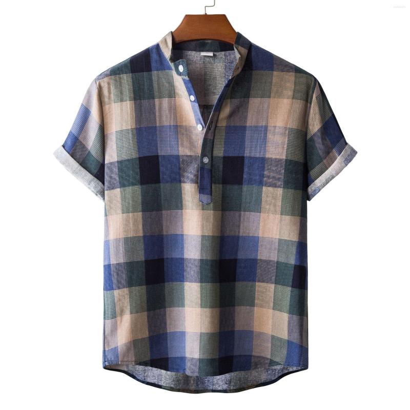 Men's Casual Shirts Summer Men's Retro Mosaic Plaid Print Collar Loose Pullover Short Sleeve Shirt 2023 -3XL, Blue
Men's Casual Shirts Summer Men's Retro Mosaic Plaid Print Collar Loose Pullover Short Sleeve Shirt 2023 -3XL, Blue