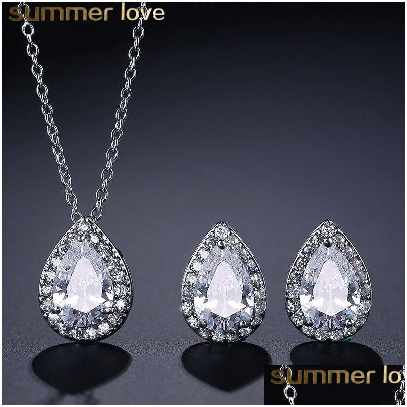 Earrings Necklace Elegant Zircon Water Drop Bridal Jewelry Set Top Quality Cubic And Jewellery For Women Delivery Sets Dhl5Q, Customize
Earrings Necklace Elegant Zircon Water Drop Bridal Jewelry Set Top Quality Cubic And Jewellery For Women Delivery Sets Dhl5Q, Customize