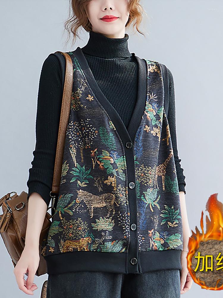 Women's Vests Winter Fashion Women's Vintage Animal Printed Sleeveless Vest Female Thicken Warm Fleece Cotton Padded V-neck Cardigan
Women's Vests Winter Fashion Women's Vintage Animal Printed Sleeveless Vest Female Thicken Warm Fleece Cotton Padded V-neck Cardigan