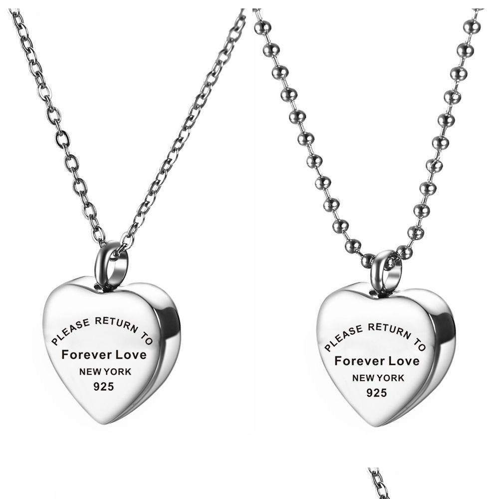Pendant Necklaces Heart Memory Necklace For Women Please Return To Love Stainless Steel Ashes Urn Jewelry Drop Delivery Pendants Dhz71
Pendant Necklaces Heart Memory Necklace For Women Please Return To Love Stainless Steel Ashes Urn Jewelry Drop Delivery Pendants Dhz71