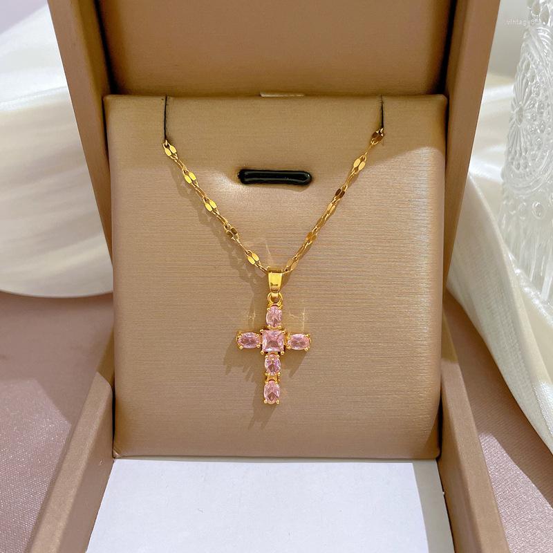 Pendant Necklaces 316L Stainless Steel Exquisite Zirconia Cross Pendants Necklace For Women Luxury Adjust Choker Jewelry Accessories
Pendant Necklaces 316L Stainless Steel Exquisite Zirconia Cross Pendants Necklace For Women Luxury Adjust Choker Jewelry Accessories