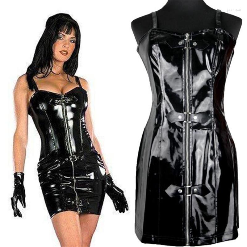 Casual Dresses One-Piece Dress Womens Frock Sexy Nightclub Pvc Patent Sling Skirt Front Zipper Belt Buckle Leather Bar Performance Clothes, Black
Casual Dresses One-Piece Dress Womens Frock Sexy Nightclub Pvc Patent Sling Skirt Front Zipper Belt Buckle Leather Bar Performance Clothes, Black