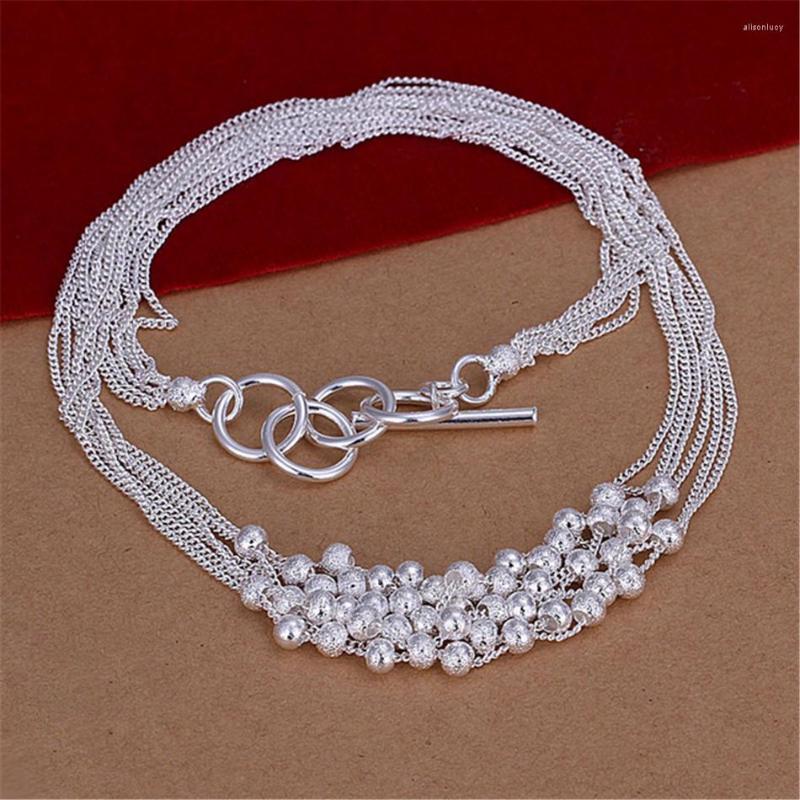 Chains 925 Sterling Silver 18 Inch Chain Multi-Chain Frosted Grape Beads Necklace For Women Wedding Engagement Fashion Jewelry
Chains 925 Sterling Silver 18 Inch Chain Multi-Chain Frosted Grape Beads Necklace For Women Wedding Engagement Fashion Jewelry