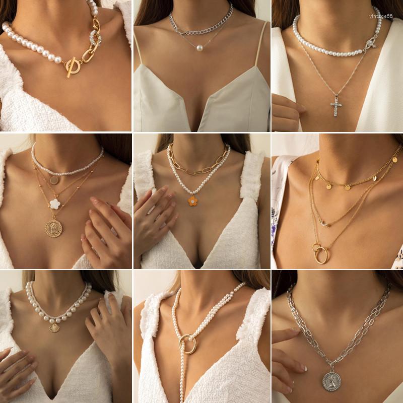 Pendant Necklaces Fashion Pearl Choker Necklace Women Gold Color Double Layer Chain Virgin Mary Coin Jewelry Collar
Pendant Necklaces Fashion Pearl Choker Necklace Women Gold Color Double Layer Chain Virgin Mary Coin Jewelry Collar