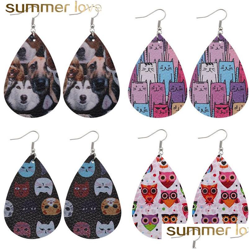 Charm Cute Animal Print Pu Leather Dangle Earring For Women Double Side Cat Dog Owl Pattern Waterdrop Faux Earrings Party Jewelry Dr Dhjin
Charm Cute Animal Print Pu Leather Dangle Earring For Women Double Side Cat Dog Owl Pattern Waterdrop Faux Earrings Party Jewelry Dr Dhjin