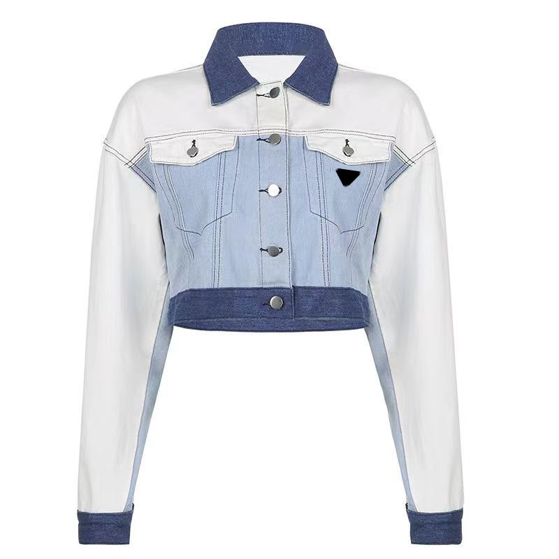 Ladies Autumn Jackets Fashion Denim Coat Style Button-Down Lettered Jean Jacket - Versatile Short Sleeve Denim Jacket for Women S-XL 250718