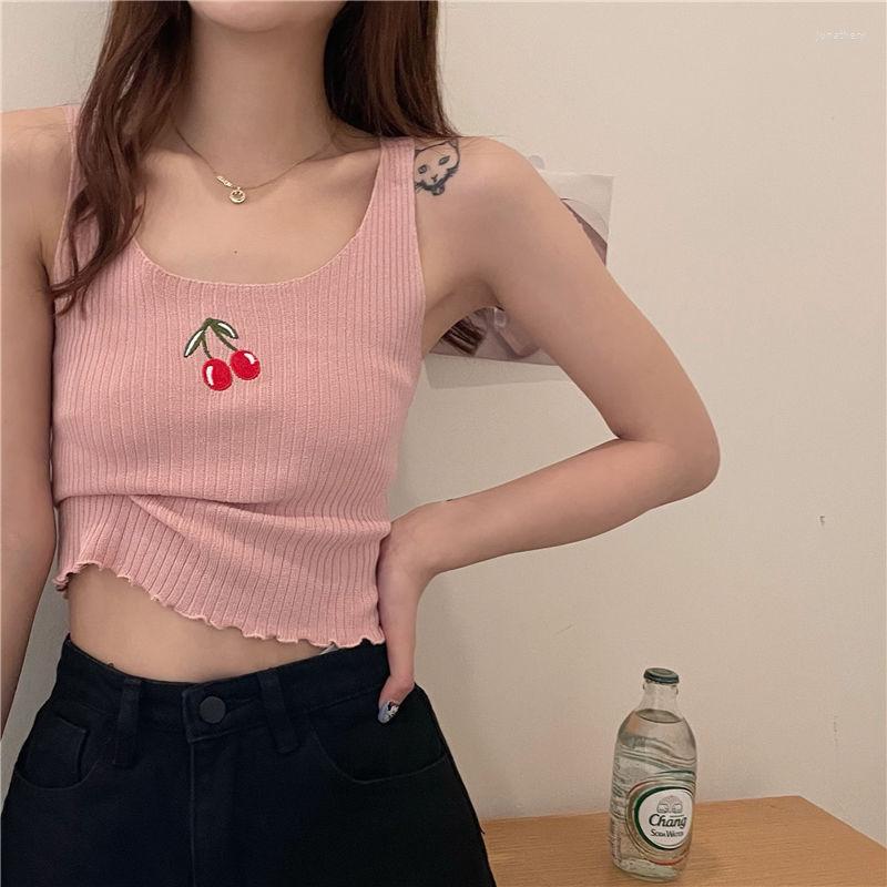 Women's Tanks Cherry Embroidery Knit Tank Bustier Crop Top Fashion Aesthetic Cropped Y2k Women Summer Sexy Korean Style Cute Kawaii Vest Tee, Black
Women's Tanks Cherry Embroidery Knit Tank Bustier Crop Top Fashion Aesthetic Cropped Y2k Women Summer Sexy Korean Style Cute Kawaii Vest Tee, Black