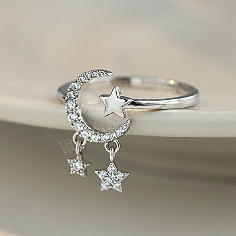 Korean Zircon Star Moon Tassel Rings For Women Silver Color Minimalist Leaves Feather Adjustable Finger Ring Jewelry
Korean Zircon Star Moon Tassel Rings For Women Silver Color Minimalist Leaves Feather Adjustable Finger Ring Jewelry