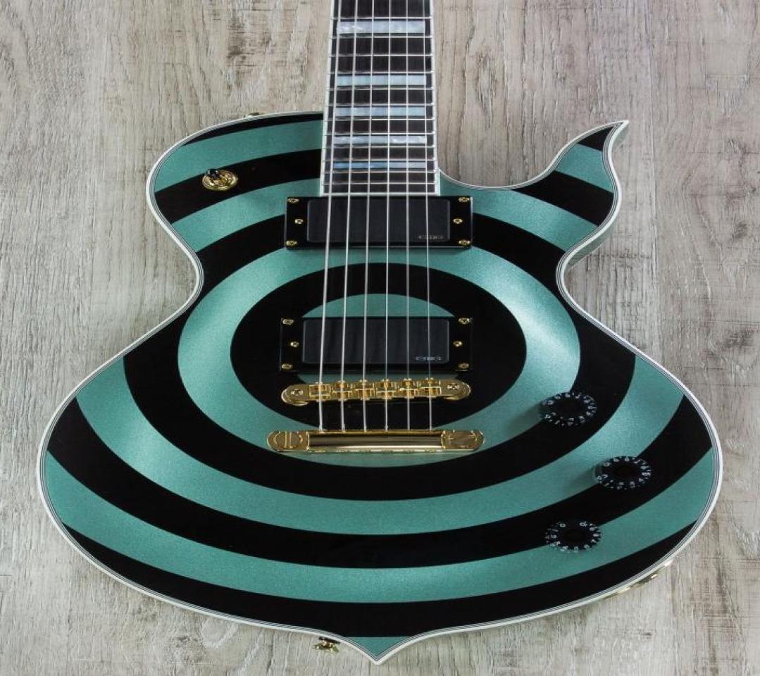 Wylde Audio Odin Grail Gangrene Metallic Green W Black Bullseye Electric Guitar Ebony Fingerboard MOP Large Block Inlay Little 4872145
Wylde Audio Odin Grail Gangrene Metallic Green W Black Bullseye Electric Guitar Ebony Fingerboard MOP Large Block Inlay Little 4872145