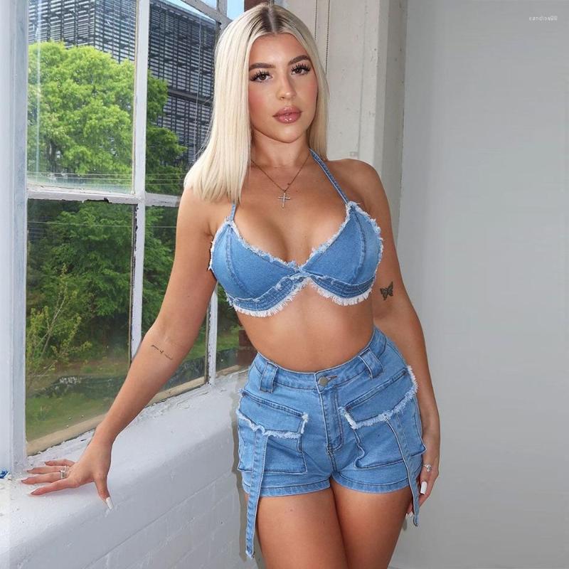 Women' Tracksuits Tasseled Women Jeans 2 Piece Set Sexy Wrap Vest Tops Pockets Denim Shorts Outfits Streetwear Fashion Short Suits For, Blue
Women' Tracksuits Tasseled Women Jeans 2 Piece Set Sexy Wrap Vest Tops Pockets Denim Shorts Outfits Streetwear Fashion Short Suits For, Blue