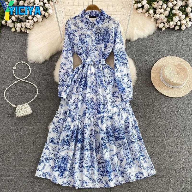 YICIYA Casual Dresses VANOVICH Vintage Temperament Long Sleeve Polo Collar Belt Waist Slim Printed Dress Elegant Single Breasted A-line, Blue
YICIYA Casual Dresses VANOVICH Vintage Temperament Long Sleeve Polo Collar Belt Waist Slim Printed Dress Elegant Single Breasted A-line, Blue