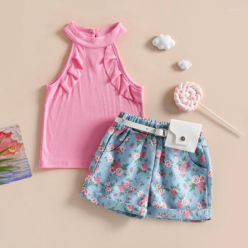 Clothing Sets 2PCS Toddler Kids Girls Summer Clothes Ribbed Ruffle Sleeveless Vest High Waist Floral Shorts Set With Fanny Pack Outfits, Pink
Clothing Sets 2PCS Toddler Kids Girls Summer Clothes Ribbed Ruffle Sleeveless Vest High Waist Floral Shorts Set With Fanny Pack Outfits, Pink