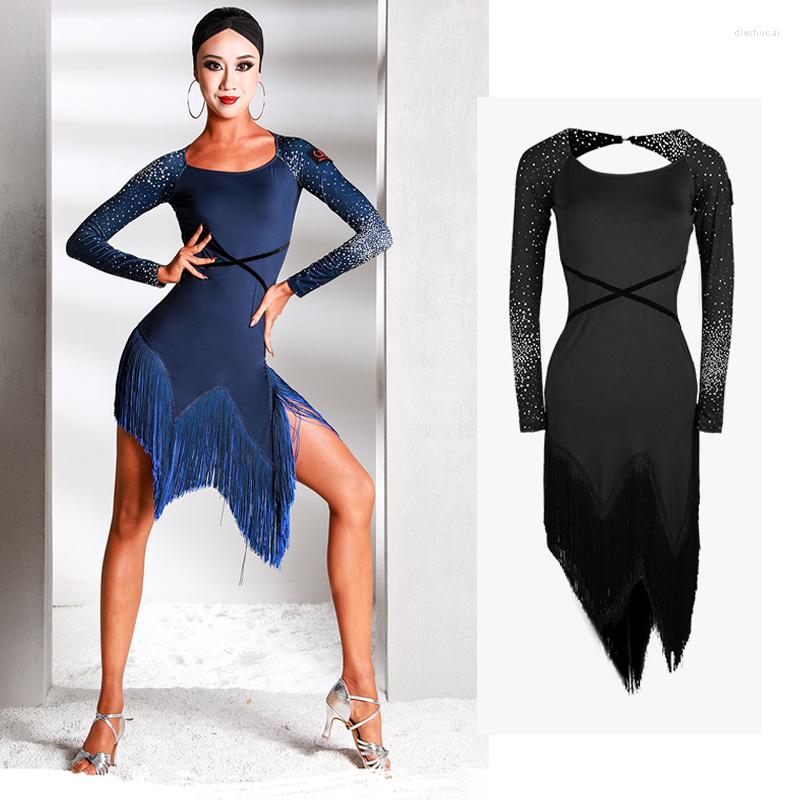 Stage Wear Long-Sleeved Latin Dance Competition Dresses Practice Clothes Adult Sexy Fringe Dress Performance, Blue
Stage Wear Long-Sleeved Latin Dance Competition Dresses Practice Clothes Adult Sexy Fringe Dress Performance, Blue