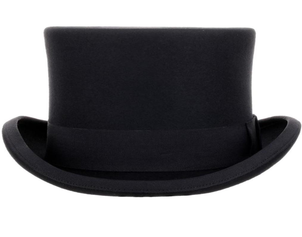 135cm high 100 Wool Top Hat Satin Lined President Party Men039s Felt Derby Black Hat Women Men Fedoras6024196