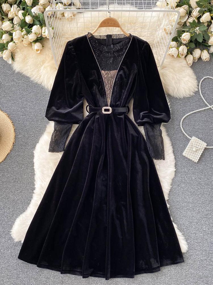 Casual Dresses Autumn Women Black Mesh Patchwork Party Dress Vintage Round Neck Lantern Long Sleeve High Waist A-Line Midi Vestidos Fashion
Casual Dresses Autumn Women Black Mesh Patchwork Party Dress Vintage Round Neck Lantern Long Sleeve High Waist A-Line Midi Vestidos Fashion