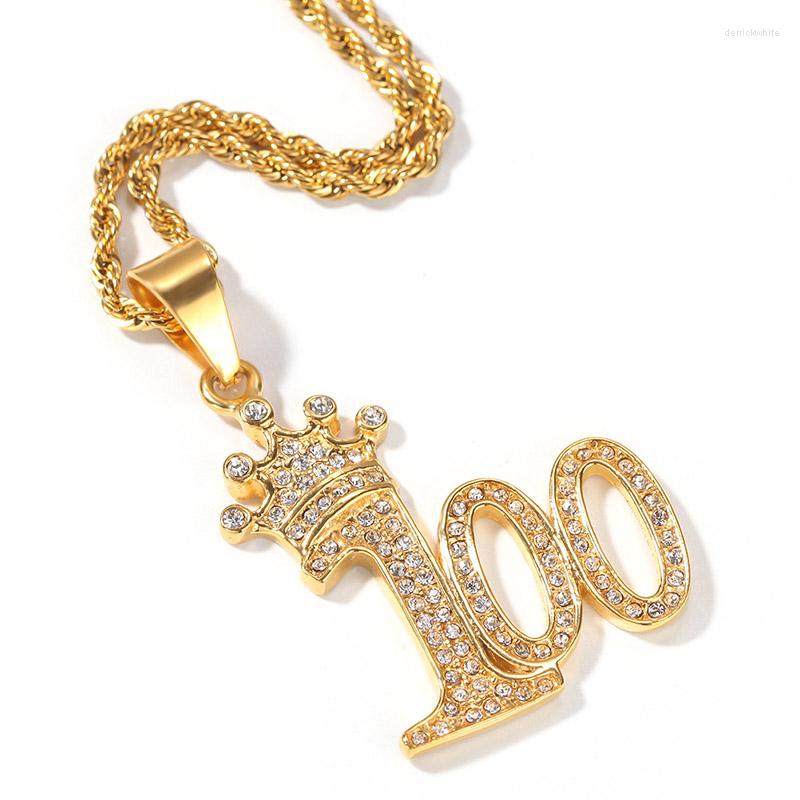 Pendant Necklaces Hip Hop Bling Iced Out Rhinestone Gold Color Stainless Steel Crown 100 Points Necklace For Men Rapper Jewelry
Pendant Necklaces Hip Hop Bling Iced Out Rhinestone Gold Color Stainless Steel Crown 100 Points Necklace For Men Rapper Jewelry