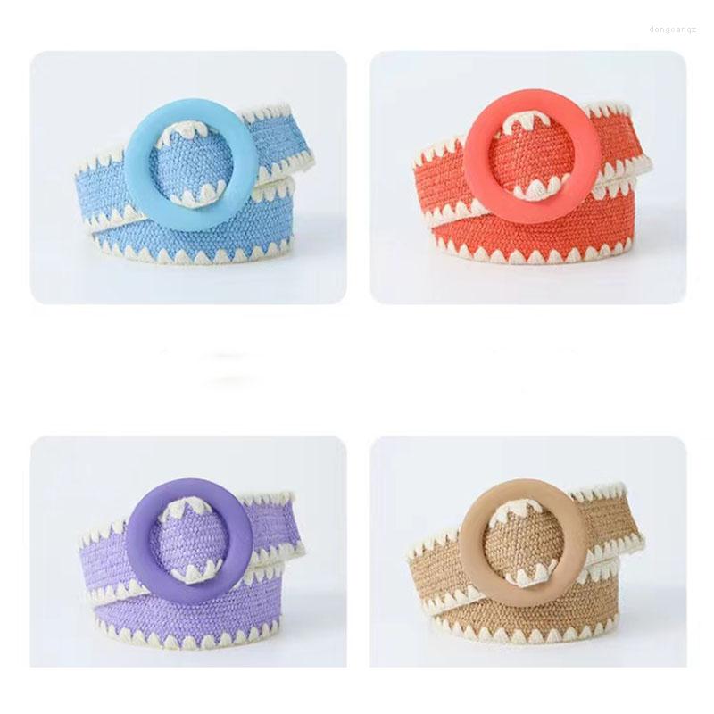 Belts Fashionable Women Braided Summer Beach Belt Round Buckle Candy Color PP Grass Waistband Splicing Wool Becorative Skirt B, Black
Belts Fashionable Women Braided Summer Beach Belt Round Buckle Candy Color PP Grass Waistband Splicing Wool Becorative Skirt B, Black