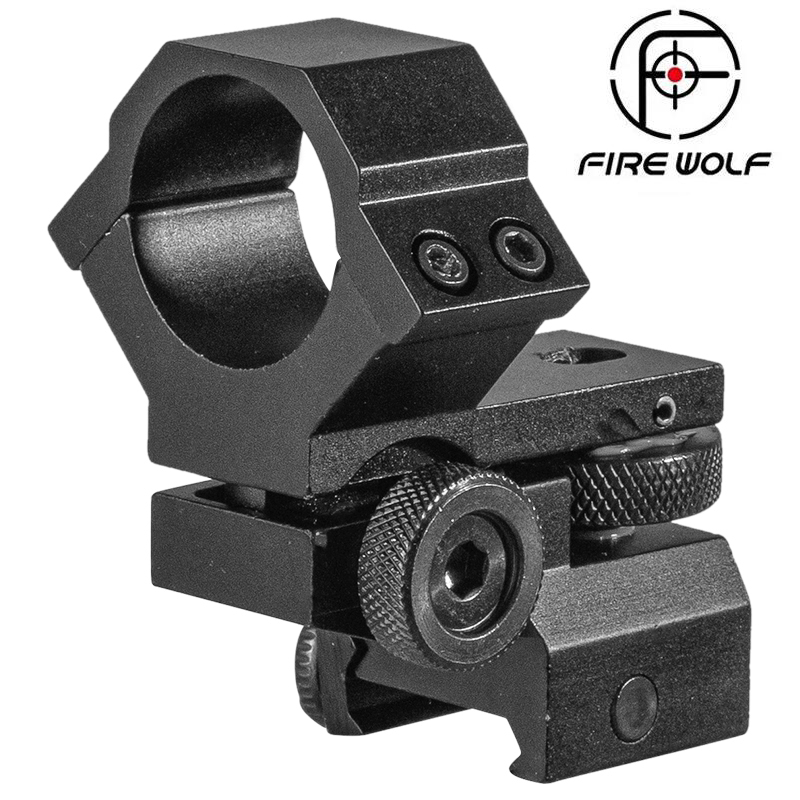 FIRE WOLF 25.4mm Ring Tactical Laser Sight Flashlight Rifle Scope Low Mount Adjustable Elevation Windage for 20mm Rail System