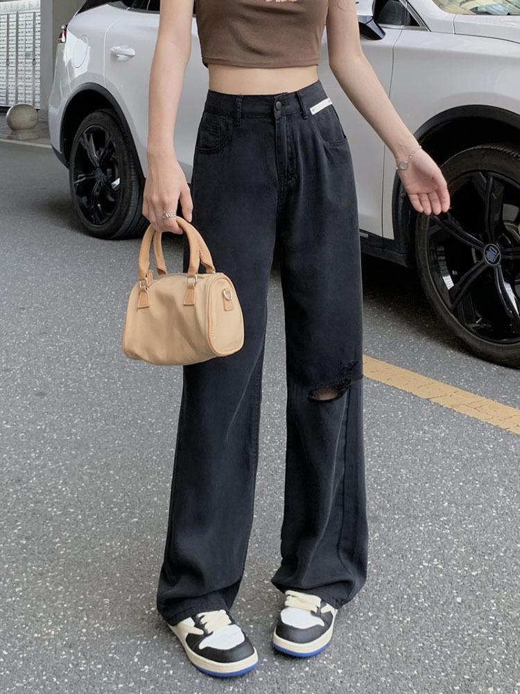 Women' Jeans Women Loose Simple Fashion Solid Hole High Waist Denim Trousers Female Vintage Korean Stylish Streetwear, Black
Women' Jeans Women Loose Simple Fashion Solid Hole High Waist Denim Trousers Female Vintage Korean Stylish Streetwear, Black