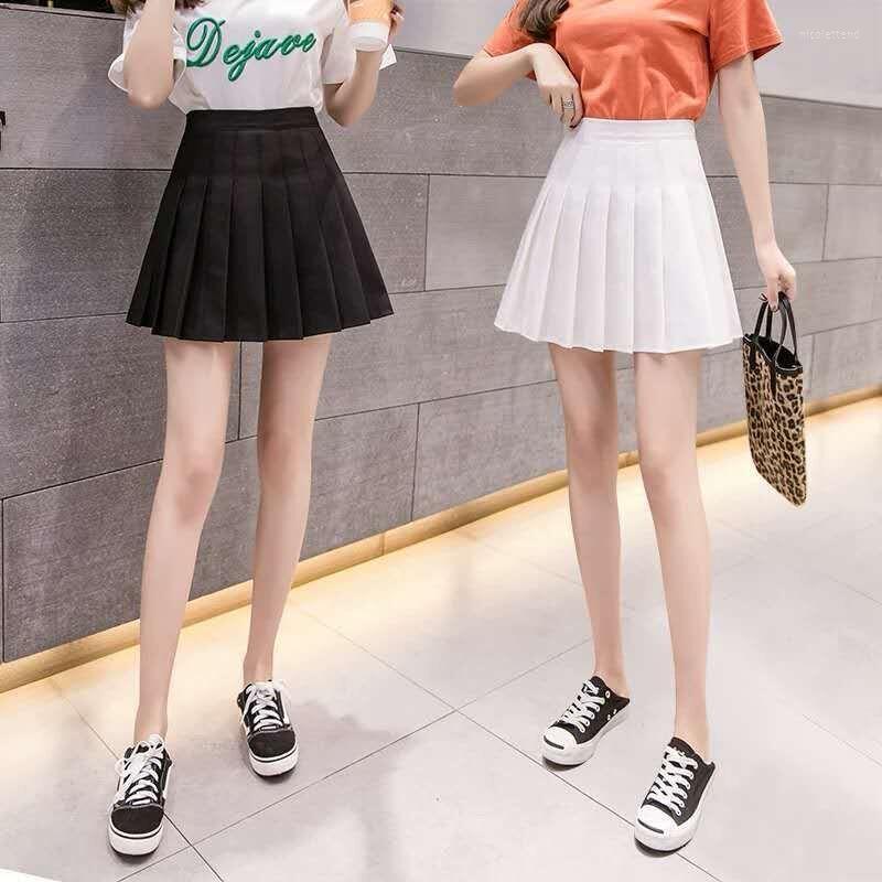 

Skirts Pleated Skirt Solid Color High Waist Anti-Exposure A- Line Slimming Korean Style Slim Fit All-Matching Sexy For Girl, Black skirt