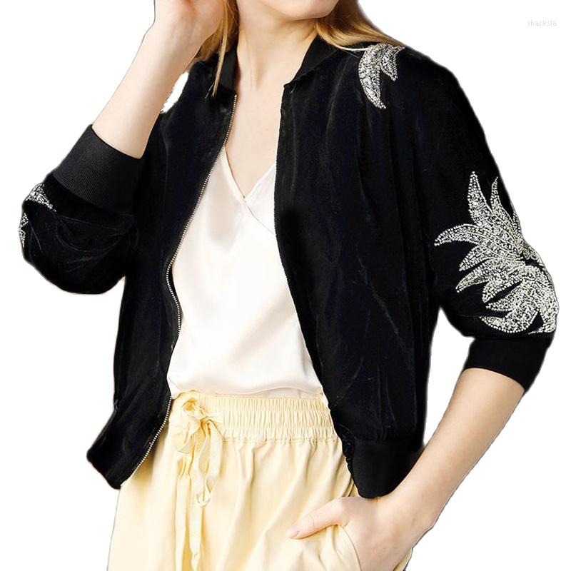 Women's Jackets Black Velvet Women 2023 Autumn Stand Collar Basic Bomber Coats Long Sleeve Thin Female Zipper Short Baseball Outwear, Picture
Women's Jackets Black Velvet Women 2023 Autumn Stand Collar Basic Bomber Coats Long Sleeve Thin Female Zipper Short Baseball Outwear, Picture