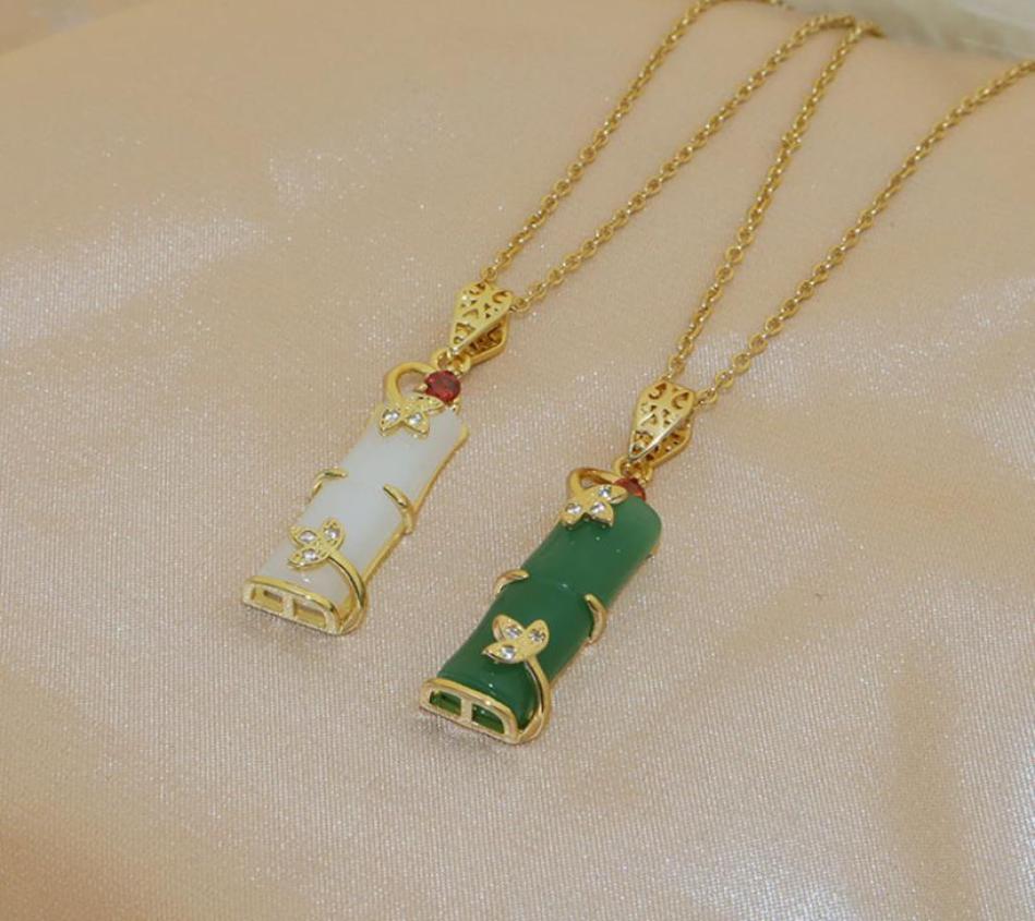 Green jade knot titanium steel necklace female fashion wealthy bamboo clavicle chain simple ethnic style jewelry6051473
Green jade knot titanium steel necklace female fashion wealthy bamboo clavicle chain simple ethnic style jewelry6051473