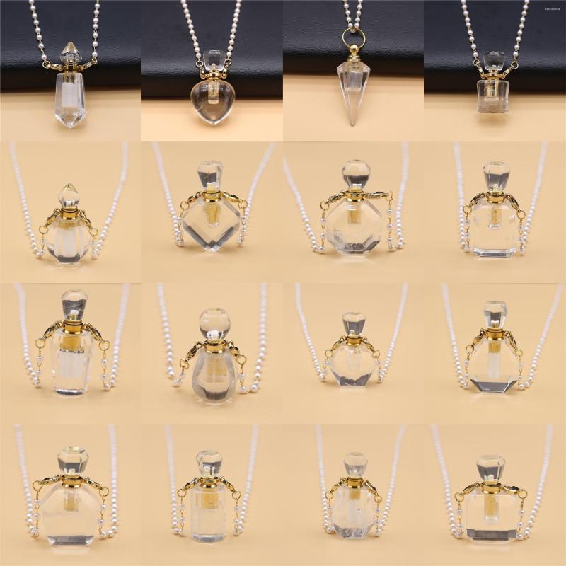 Pendant Necklaces Natural Stone Clear Quartz Essential Oil Diffuser Pearl Bead Chain Perfume Bottle Necklace Women Jewelry Party
Pendant Necklaces Natural Stone Clear Quartz Essential Oil Diffuser Pearl Bead Chain Perfume Bottle Necklace Women Jewelry Party