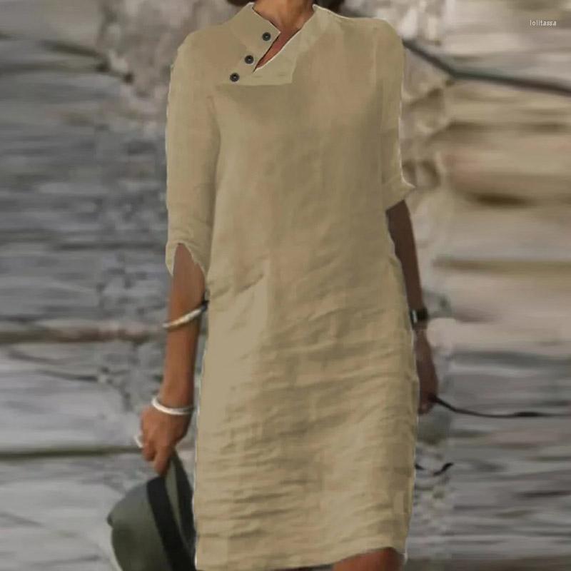 Casual Dresses Spring Cotton Linen Loose Medium Length Dress Retro Button Stand Collar Half Sleeve Commuter Solid Pullover, 04 khaki
Casual Dresses Spring Cotton Linen Loose Medium Length Dress Retro Button Stand Collar Half Sleeve Commuter Solid Pullover, 04 khaki