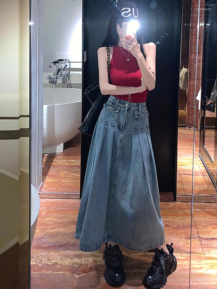 Skirts Summer Korean Style High Waist Blue Jean Pleated Skirt Midi Jeans Women Long Denim A-line Y2K Fairycore Jupe Femme
Skirts Summer Korean Style High Waist Blue Jean Pleated Skirt Midi Jeans Women Long Denim A-line Y2K Fairycore Jupe Femme