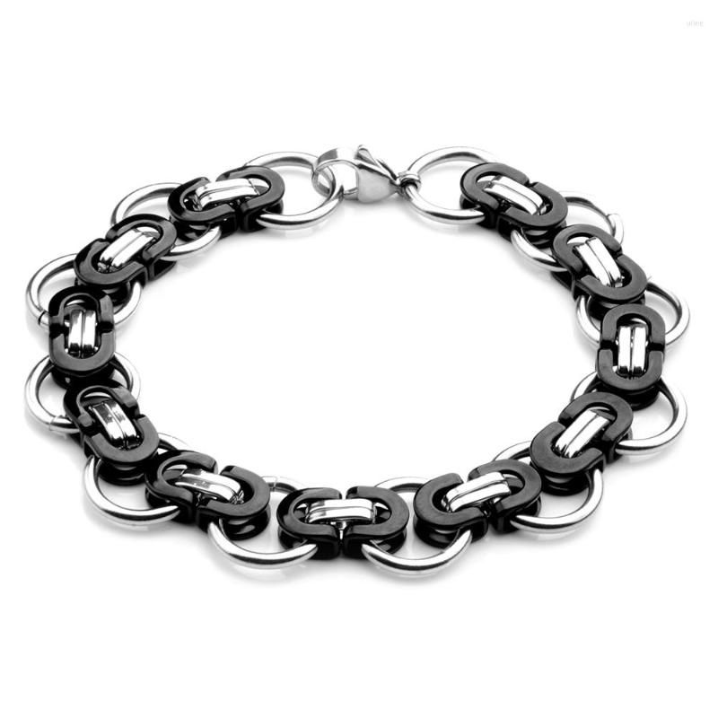 Charm Bracelets Byzantine Link Chain Black Silver Color Stainless Steel Lobster Buckle Punk Rock Style Bangles For Men
Charm Bracelets Byzantine Link Chain Black Silver Color Stainless Steel Lobster Buckle Punk Rock Style Bangles For Men