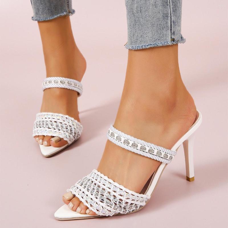 Slippers 2023 Women Sandals Fashion Mesh Thin Heels Ladies Shoes Pointed Outside Summer Sexy Women's Heeled, Black
Slippers 2023 Women Sandals Fashion Mesh Thin Heels Ladies Shoes Pointed Outside Summer Sexy Women's Heeled, Black