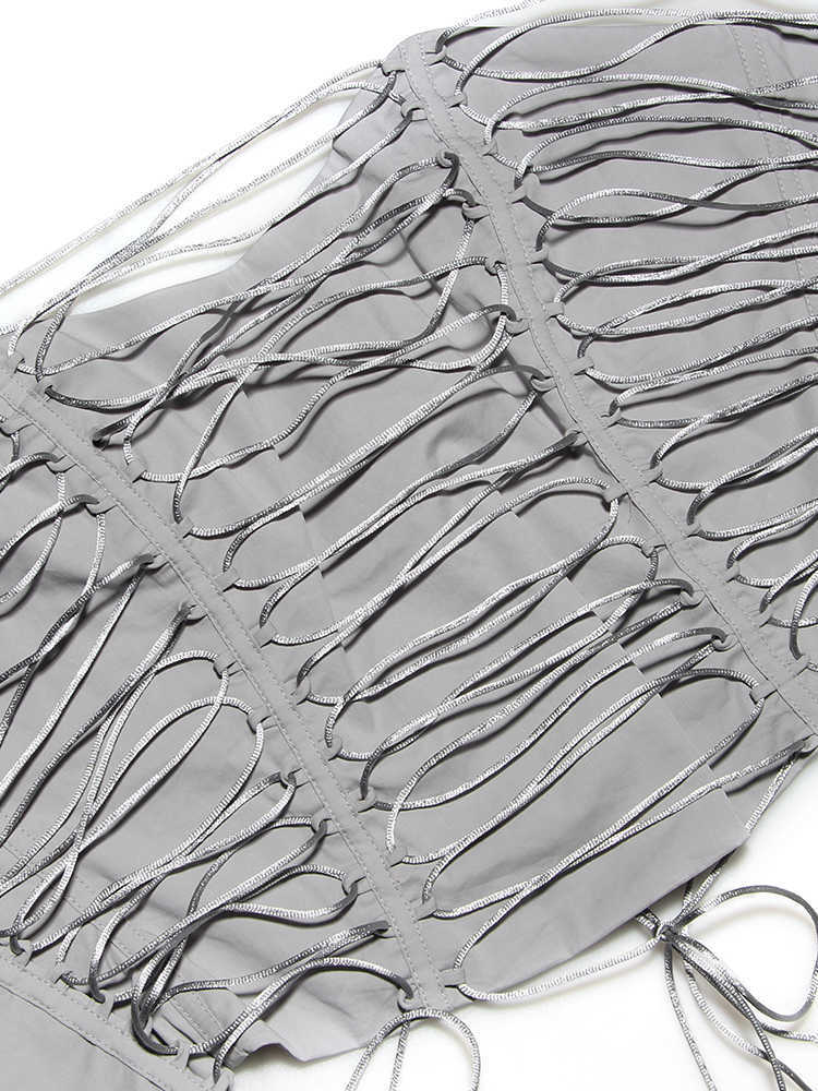 Fashion Going Out Street Wear Vest For Women Tube Tops Elegant Club Party Outfits Lace Up y2k Grey Cropped Tops