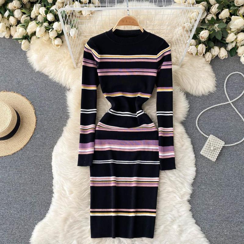 Casual Dresses Women Striped Print Knitted Bodycon Base Dress Robe Femme Fashion Streetwear Autumn Long Sleeve Skinny Sweater Vestidos, White
Casual Dresses Women Striped Print Knitted Bodycon Base Dress Robe Femme Fashion Streetwear Autumn Long Sleeve Skinny Sweater Vestidos, White