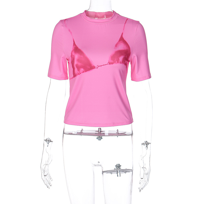 Summer Women's Short-Sleeve T-Shirt, O-Neck Bikini Fashion Print, Sexy Streetwear, Casual Sportswear, Tee B2