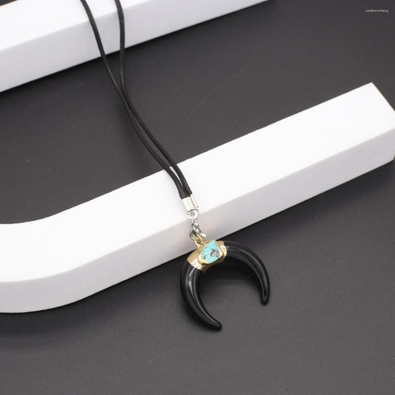 Pendant Necklaces Natural Stone Necklace Moon Shape Black Agate For Women Jewelry Gift Length 45cm 35x35mm
Pendant Necklaces Natural Stone Necklace Moon Shape Black Agate For Women Jewelry Gift Length 45cm 35x35mm