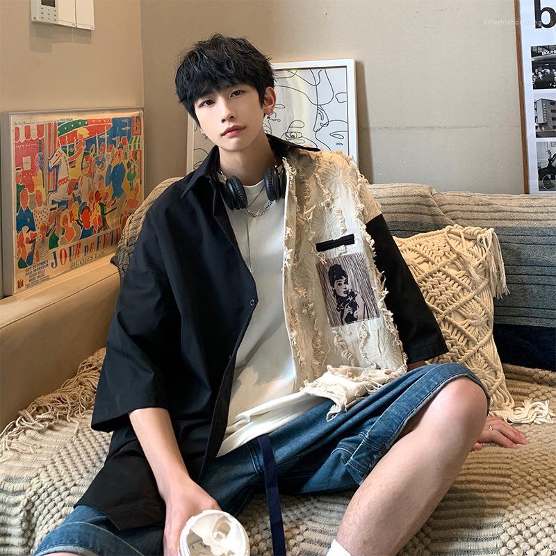 Men's Casual Shirts Summer Patchwork Shirt Men Vintage ShortSsleeve Fashion Design Feel Niche Coat Short-Sleeved, Black
Men's Casual Shirts Summer Patchwork Shirt Men Vintage ShortSsleeve Fashion Design Feel Niche Coat Short-Sleeved, Black