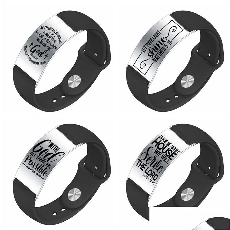 Other Bracelets Stainless Steel Engravable Bracelet Scripture Quote Inspiring Faith Sile Wristband Jewelry Drop Delivery Dhgh5
Other Bracelets Stainless Steel Engravable Bracelet Scripture Quote Inspiring Faith Sile Wristband Jewelry Drop Delivery Dhgh5