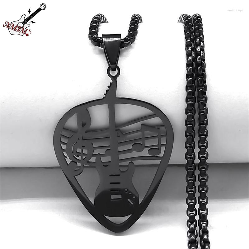 Pendant Necklaces Music Note Guitar Pick Necklace For Women/Men Stainless Steel Black Color Punk Rock Chain Gift Jewelry Collar
Pendant Necklaces Music Note Guitar Pick Necklace For Women/Men Stainless Steel Black Color Punk Rock Chain Gift Jewelry Collar