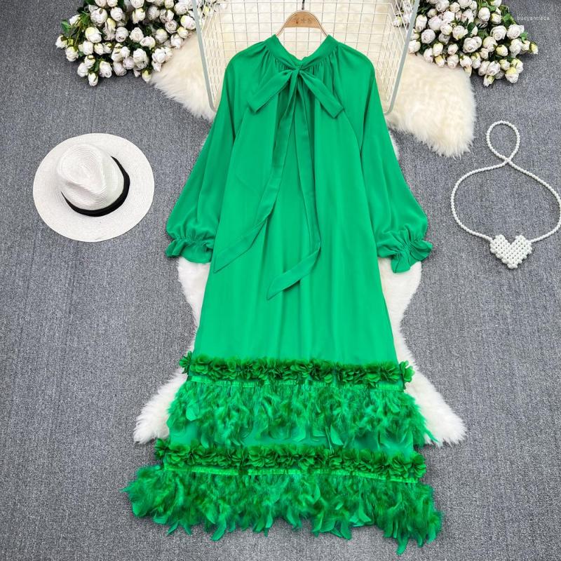 Casual Dresses French Chic Chiffon Y2K Bow Collar Dress Woman Flare Sleeve Loose Fitting Midi Tassles Women Beach Clothes Drop, Black
Casual Dresses French Chic Chiffon Y2K Bow Collar Dress Woman Flare Sleeve Loose Fitting Midi Tassles Women Beach Clothes Drop, Black