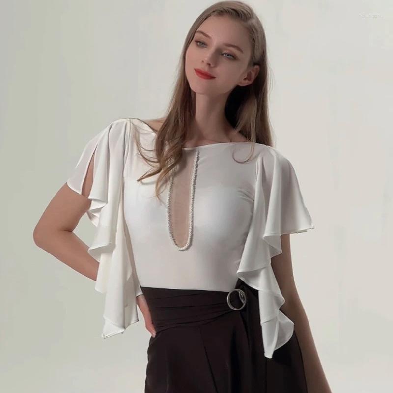 Stage Wear 3 Colors Floating Sleeves Latin Modern Dancing Top Women Waltz Ballroom Dance Competition Tops Practice SL8384, Black
Stage Wear 3 Colors Floating Sleeves Latin Modern Dancing Top Women Waltz Ballroom Dance Competition Tops Practice SL8384, Black
