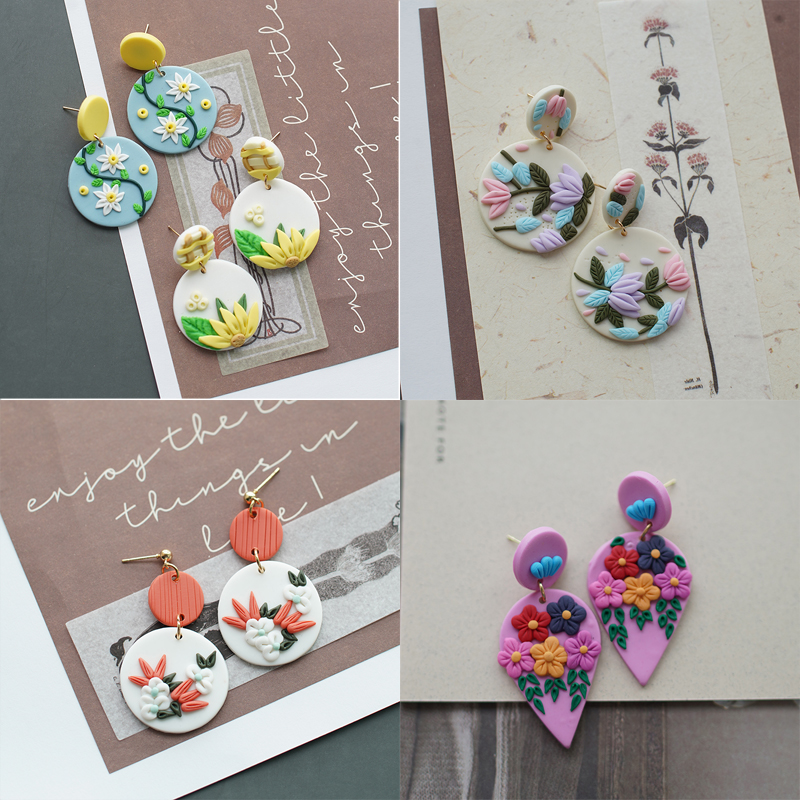 Handmade Crafts Molded Irregular Floral All Season Multi Colors Shapes Polymer Clay Pattern Earring Dangle Sets Party Gifts Set3
Handmade Crafts Molded Irregular Floral All Season Multi Colors Shapes Polymer Clay Pattern Earring Dangle Sets Party Gifts Set3
