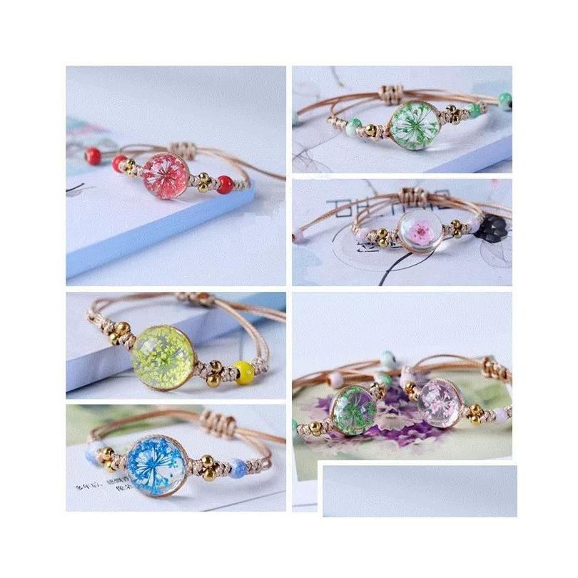 Charm Bracelets Glass Ball Dried Flower Bracelet Handmade Rope Knot Braided Ceramics Beads Jewelry Drop Delivery Dhfqb
Charm Bracelets Glass Ball Dried Flower Bracelet Handmade Rope Knot Braided Ceramics Beads Jewelry Drop Delivery Dhfqb