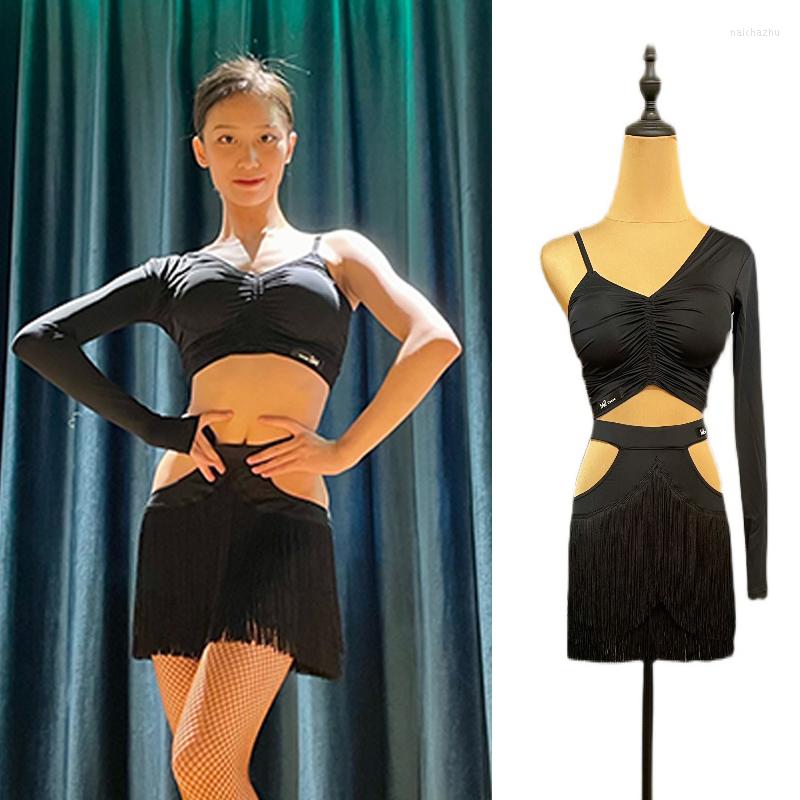 Stage Wear Latin Dance Costume Black Single Sleeve Tops Hollow Out Skirt Women Sexy Competition Clothes Rumba ChaCha Dancewear DL10485
Stage Wear Latin Dance Costume Black Single Sleeve Tops Hollow Out Skirt Women Sexy Competition Clothes Rumba ChaCha Dancewear DL10485
