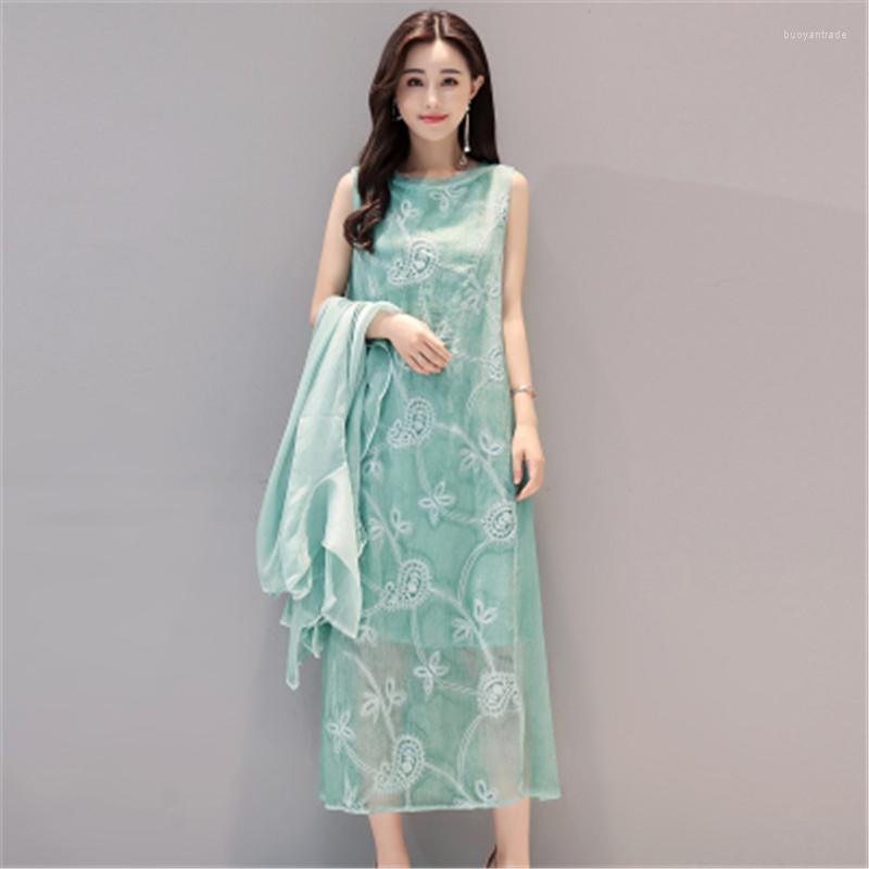 Casual Dresses High Quality Women Faux Silk Long Dress Vintage Loose Summer Vestidos Female 2 Pieces T326, Red cardigan
Casual Dresses High Quality Women Faux Silk Long Dress Vintage Loose Summer Vestidos Female 2 Pieces T326, Red cardigan