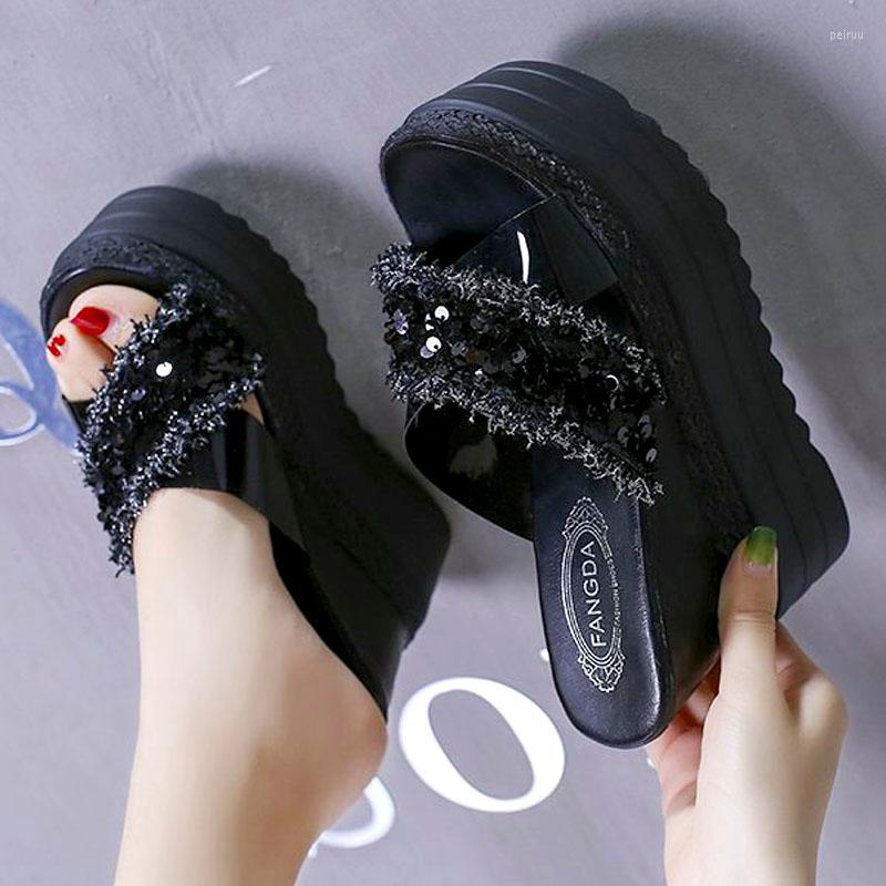 Slippers Wedges Heels Summer Women 2023 Rhinestone Sandals Open Toe Height Increasing Slides High Platform, Black
Slippers Wedges Heels Summer Women 2023 Rhinestone Sandals Open Toe Height Increasing Slides High Platform, Black