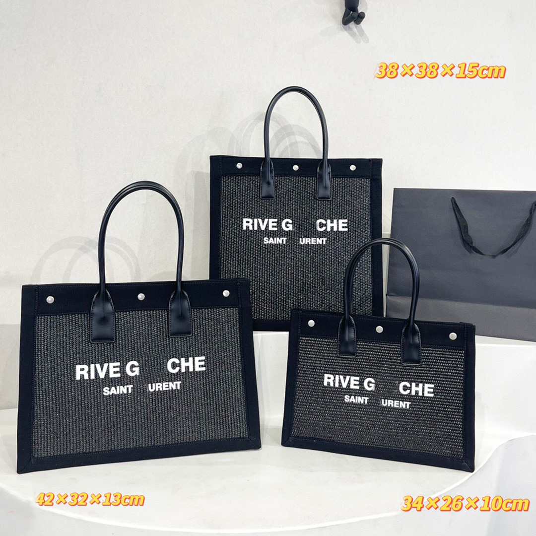 Designer Tote bag RIVE GAUCHE Linen and Leather Shopping Bag Straw Letter Designer Tote Women's Underarm Shoulder Bag Beach Bags, #10
Designer Tote bag RIVE GAUCHE Linen and Leather Shopping Bag Straw Letter Designer Tote Women's Underarm Shoulder Bag Beach Bags, #10